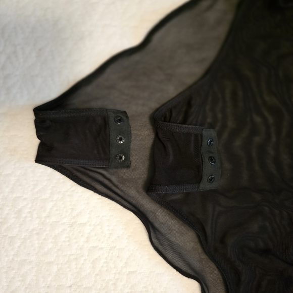 Victoria Secret Black Spaghetti Strap Bodysuit with sheer back lined front - Picture 3 of 6